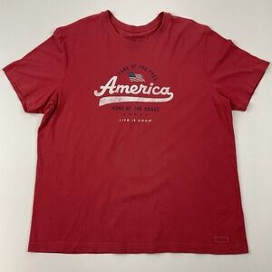 Life Is Good Men's XL‎ T-Shirt Land of the Free Graphic Tee Patriotic USA
